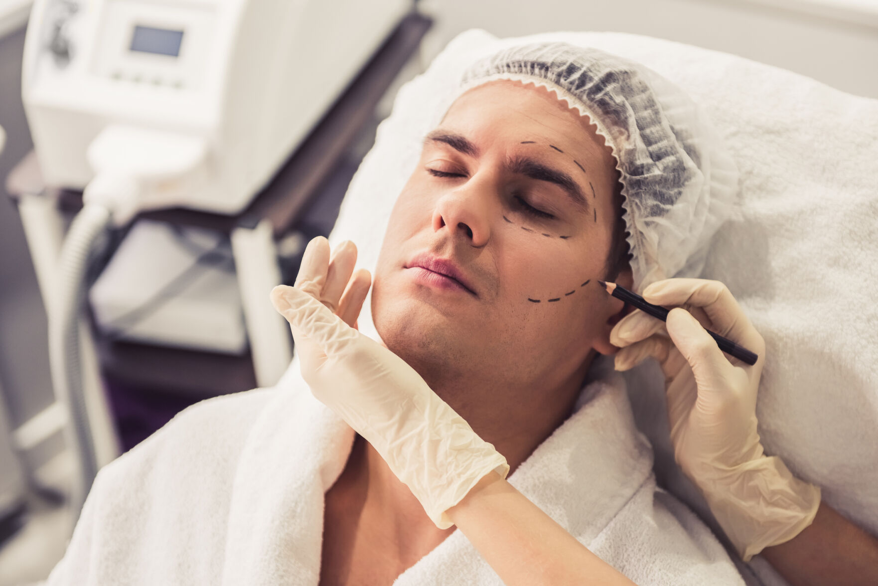 Man at the beautician